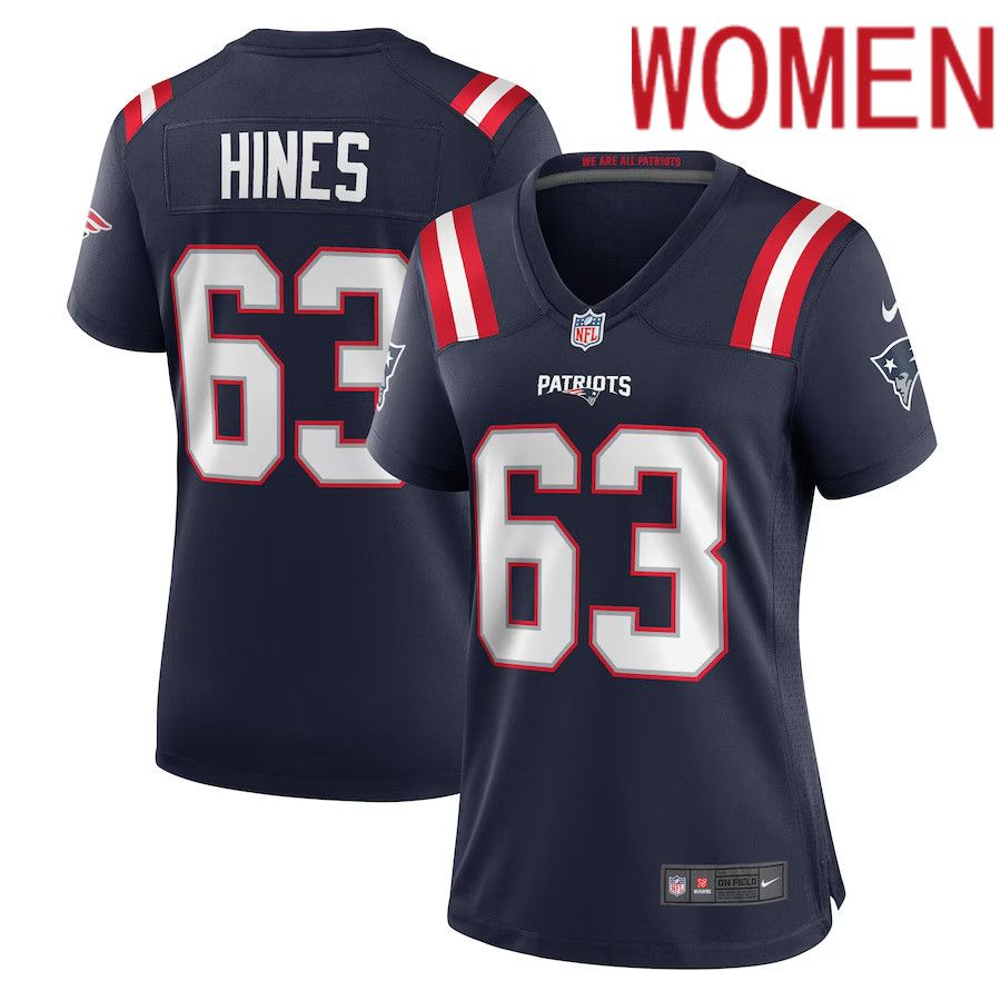 Women New England Patriots #63 Chasen Hines Nike Navy Game Player NFL Jersey